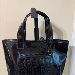 See By Chloe Glossy Black Tote